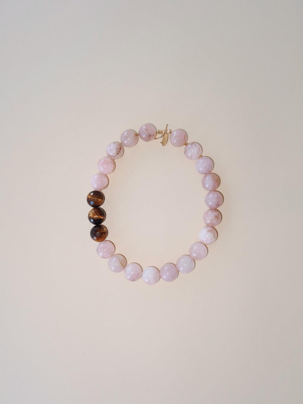 Collar Cuarzo rosa y ojo de tigre