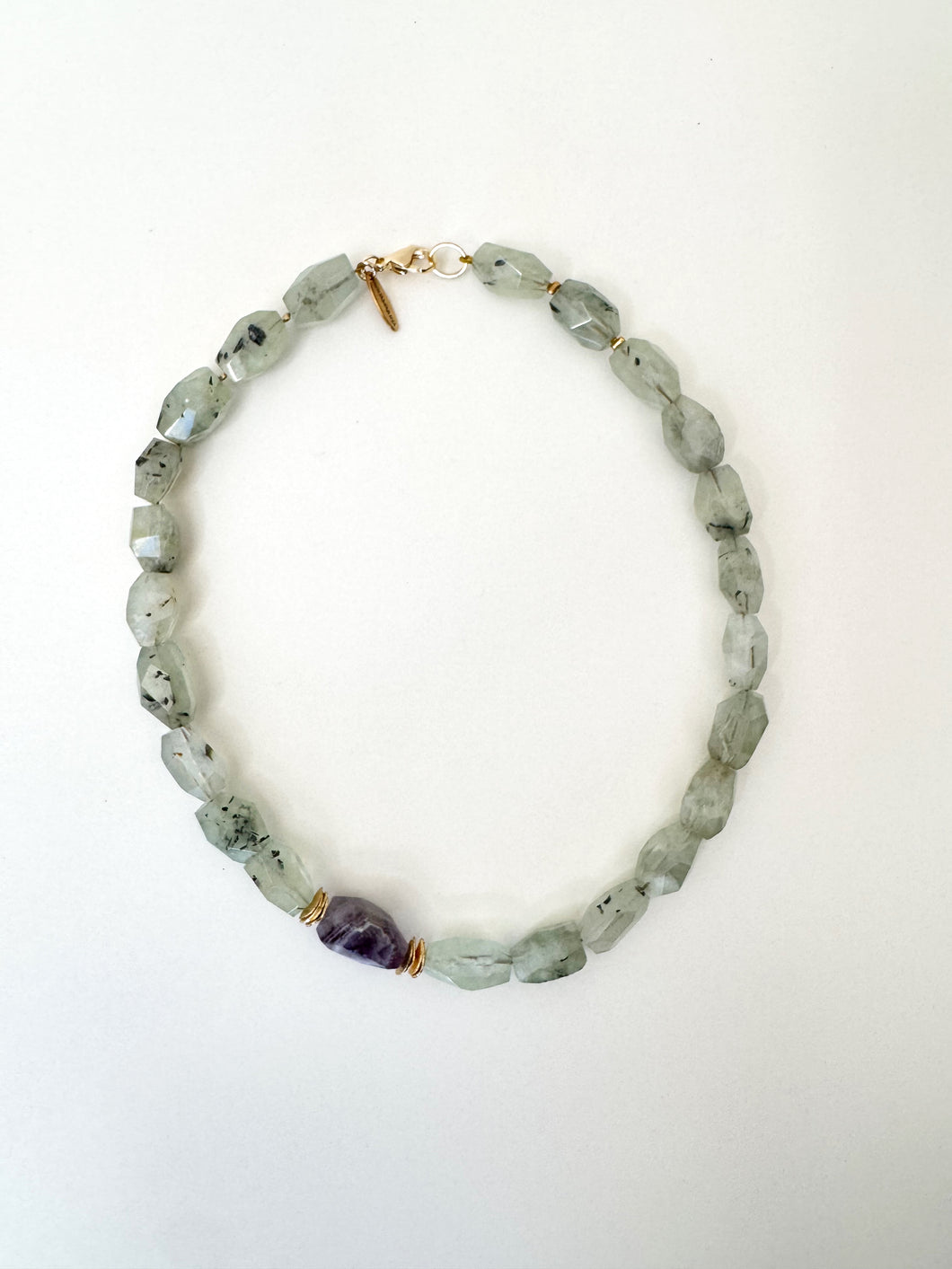 Collar prehnita y amatista.