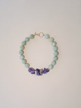 Cargar imagen en el visor de la galería, Collar jade oliva amatista.

